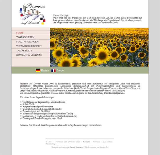 Provence auf Deutsch - Pascale Benedetto Infographie Développement Web Marseille